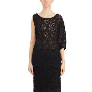 NOSTRASANTISSIMA Lace Overlay Asymmetrical Top Women BLACK Sweaters & Knitwear